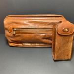 LOT 135R:  The Bridge Leather Collection: Necessary Bag & Vtg. Cell Phone Carrie