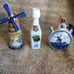 3 Delft - Dutch ceramic liquor decanters / bottles