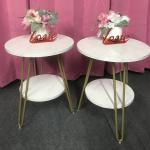 New Pair of White and Gold Side Tables