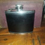 10 oz chrome flask with leather cover