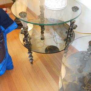 Photo of 3 piece Midcentury Glass and mirror End Table And Coffee Table