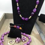 Purple Lot 2 Necklaces. Earrings Brooch Bracelet