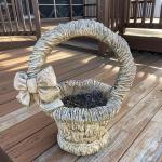 LOT 142: Concrete Basket w/Bow Planter