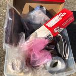 LOT133M: Tote of Tool Lot: Household Items,Tapes, Wire Brushes Master Locks & Mo