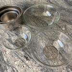 Two Set of Mixing Bowls Stainless Steel & Glass Three Sizes Each