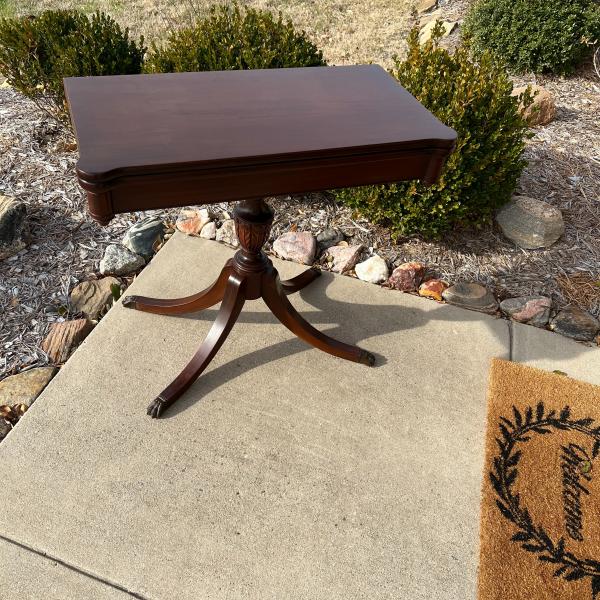 Photo of 1940s Mahogany Duncan Phyfe Gaming Table - Flip Table with Storage