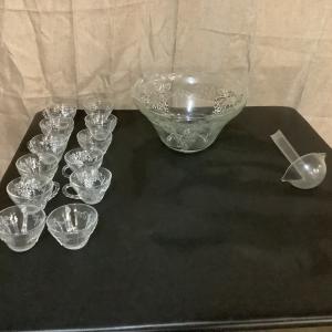 Photo of Glass Punch bowl set with glasses and ladle