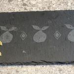 slate cheese slab with mini chalk board signs 