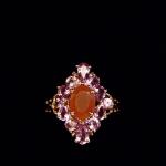 10Kt Gold Fire Opal/Pink Sapphire/Diamond Ring