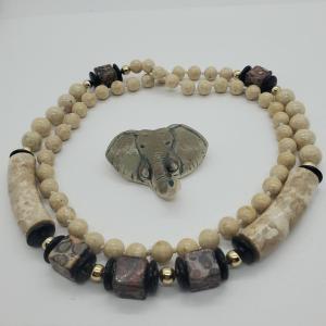 Photo of Lot 110: Safari Necklace Jewelry & Elephant Brooch