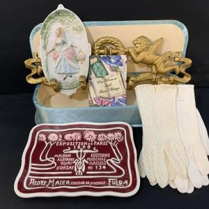 Photo of Lot 37: Vintage Gloves, Glovebox, Metal Angel Wall Hanger & More