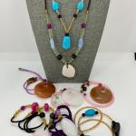 LOT 127:  Natural Stone Costume Necklace Collection