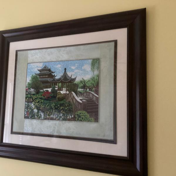 Photo of Embroidered and framed Chinese art