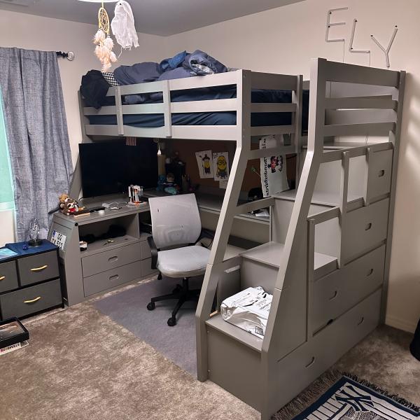 Photo of Loft bed with desk, stairs & storage 
