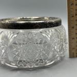 Vintage Crystal Glass Geometric Design MCM Home Decor Bowl