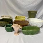 Ceramic, Milk Glass  & Glass Plant Pots Plus Vase (BO-RG)