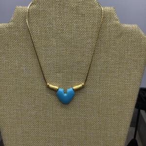 Photo of Turquoise Blue and Gold Tones Fashion Necklace