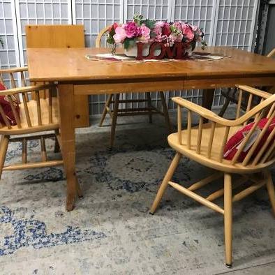Photo of Honey colored Table and Four Chairs with Leaf-PRICE REDUCED!