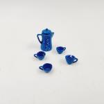 MINATURES - BLUE ENAMELWARE POT & CUPS