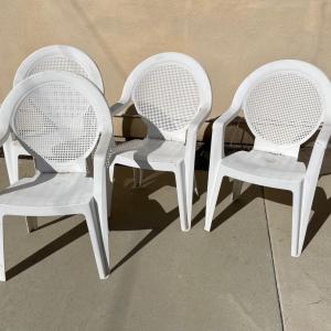 Photo of Set of 4 Plastic Stacking Patio Chairs