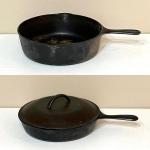 Very Old & Well used ~ Pair (2) ~ Cast Iron Skillets