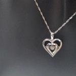 925 16" GOC Heart With Floating Diamond In Middle