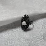 Vintage Pearl and Marcasite 925 Ring Size 6