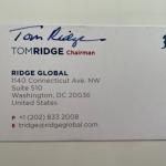 US Sec. of Homeland Security Tom Ridge signed card