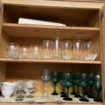 Glassware and large colored vases ( see pics for rest of lot)