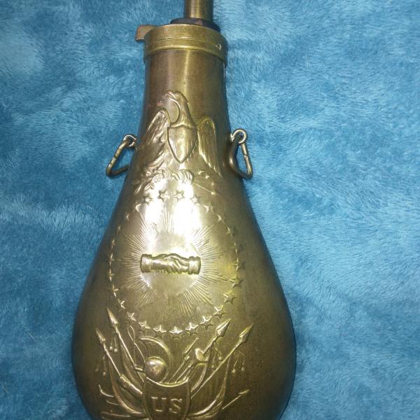 Photo of US Civil War "Peace" Gun Powder Flask 