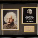 Albert Einstein signed quote and equation collage