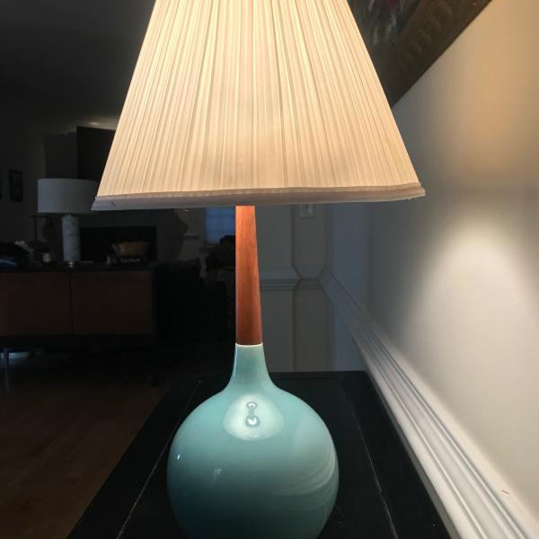 Photo of Vintage Mid-Century Turquoise Table Lamp