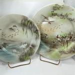 2 Fine Japanese plates and plate holders