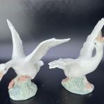 (2) Lladro Flying Honking Geese