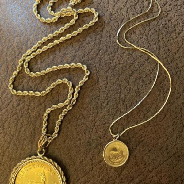 Photo of Pair of 1976 & 1982 Gold Coins & Chains
