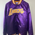 Lakers purple satin snap jacket sz L 