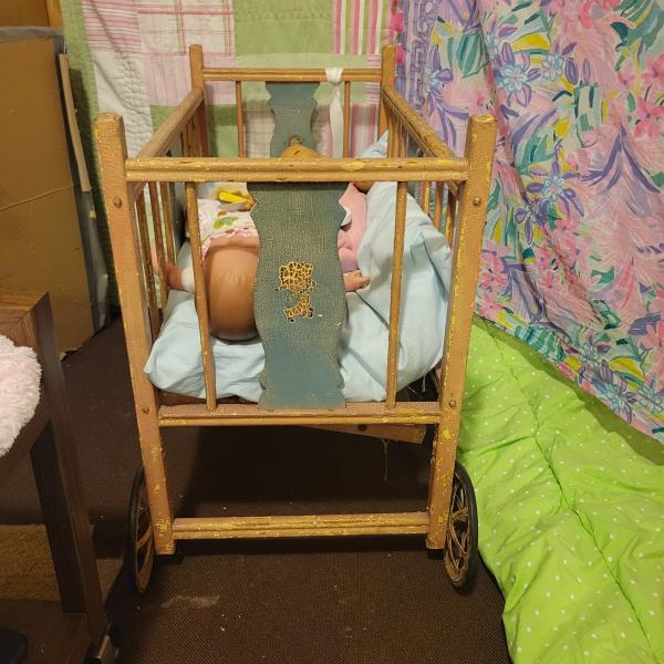 Photo of Vintage Doll Crib on Wheels