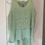 Flowing green top with lace 