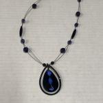 Dark blue teardrop pendant necklace 