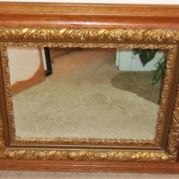 Photo of Ornate Vintage Carved Wood Frame Gilt Mirror