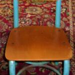 Antique Lot Of 4 Wood / Robin Egg Blue Primary School Childs Chairs - 1940's