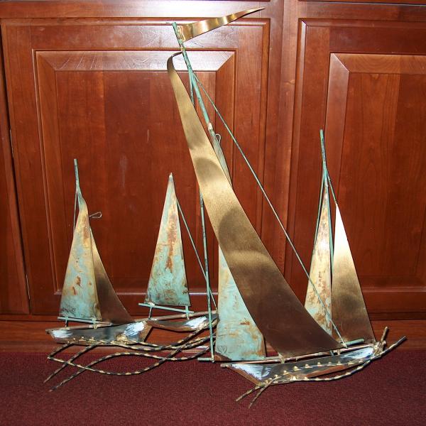 Photo of Vintage "Curtis Je're" Wall Sculpture "Sail Boats"
