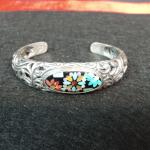 STERLING SILVER CUFF BRACELET WITH TURQUISE ACCENTS