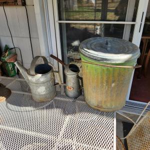 Photo of Lot of 3 galvanized Water Oil Trash Cans Huffy C-2 3222
