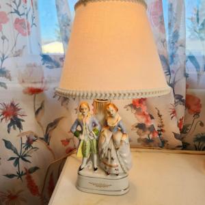 Photo of Vintage Porcelain Victorian Table Lamp Made in Occupied Japan