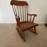 Vintage Small Child Toddler Spindle Back Wood Rocking Chair - ARCADIA