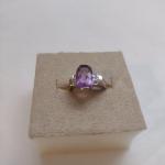 Amethyst and 14 KT White Gold Ring- Size 6 (#15)