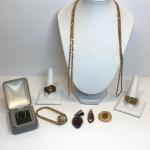 LOT 314M: Goldtone Jewelry Collection: Childs' Claddagh Ring, Eagle Ring, Watch,