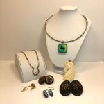 LOT 311M: Horse Necklace, Goldtone Horseshoe Necklace, Pierced Earrings & More