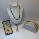 LOT 309M: 12 Karat Gold Filled Tigers Eye Necklace, Gold Tone Necklaces, Bracele